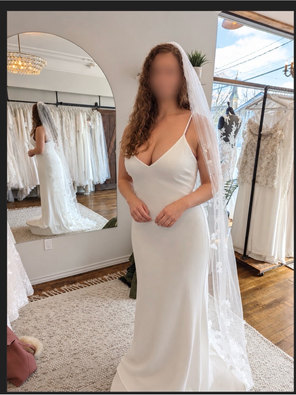 Elegant White Spaghetti-Strap Wedding Dress